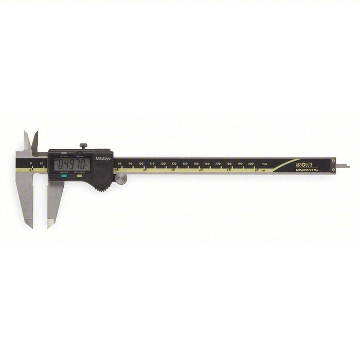 4-Way Digital Caliper: 0 in to 8 in/0 to 200 mm Range, ±0.001 in Accuracy, Stainless Steel