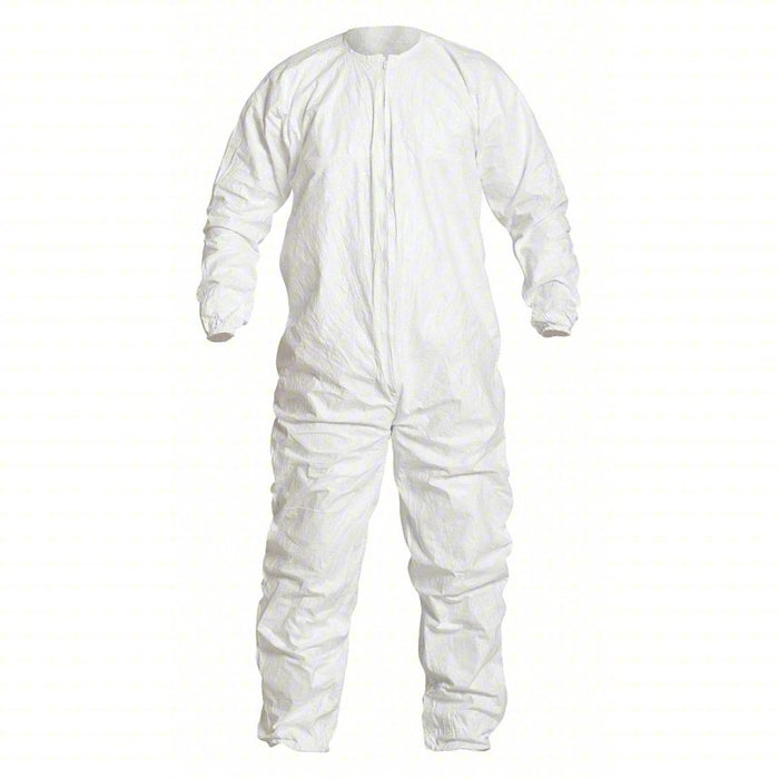 Coveralls: Tyvek® IsoClean®, Light Duty, Bound Seam, Individually Packaged, XL, White, 25 PK