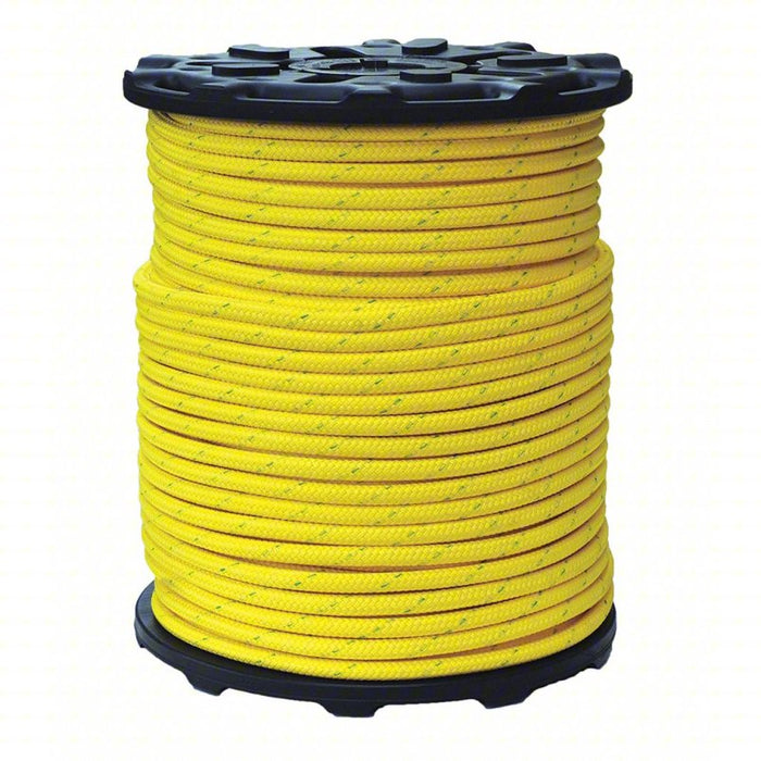 Arborist Bull Rope: 9/16 in Rope Dia, Yellow, 600 ft Rope Lg, 2,800 lb Working Load Limit