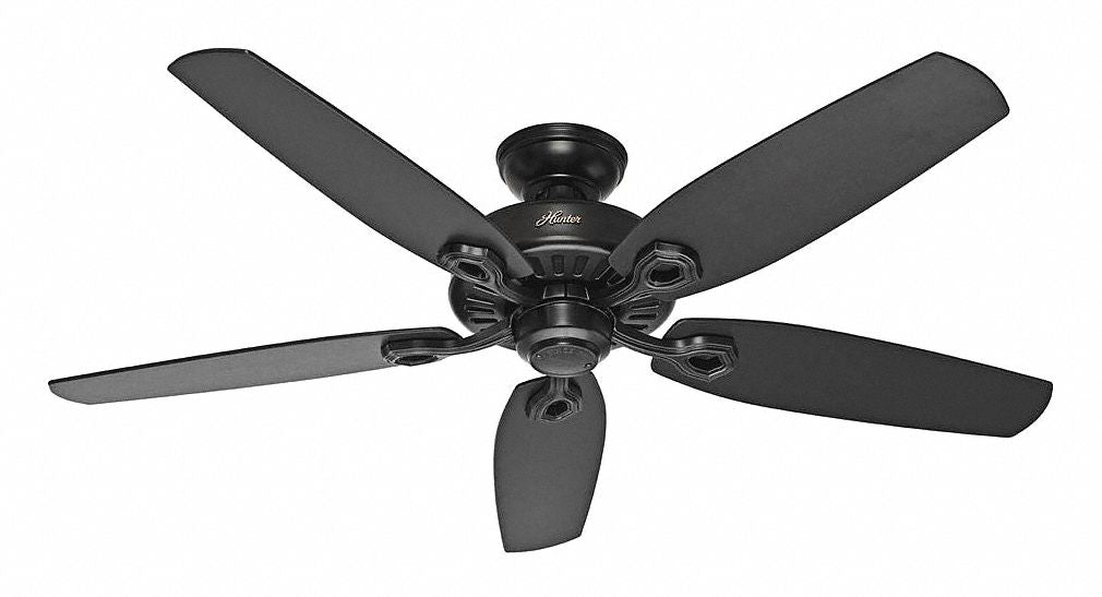Decorative Ceiling Fan: 3 Speeds, Black/Walnut, Matte Black, 8 to 10 ft, 52 in Blade Dia