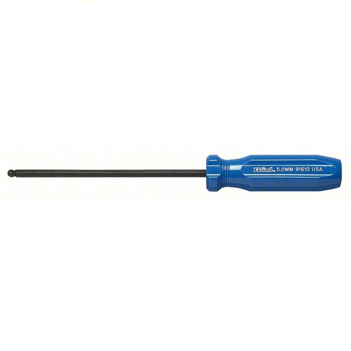 General Purpose Ball End Hex Screwdriver: 4 mm Tip Size, 8 3/4 in Overall Lg, Fluted Grip