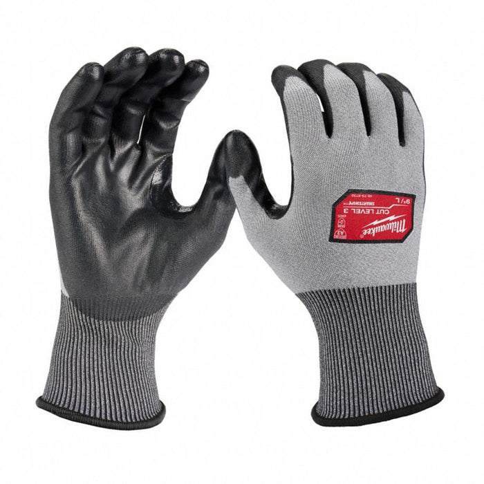 Work Gloves: S ( 7 ), ANSI Cut Level A3, Palm and Fingers, Dipped, Polyurethane, Smooth
