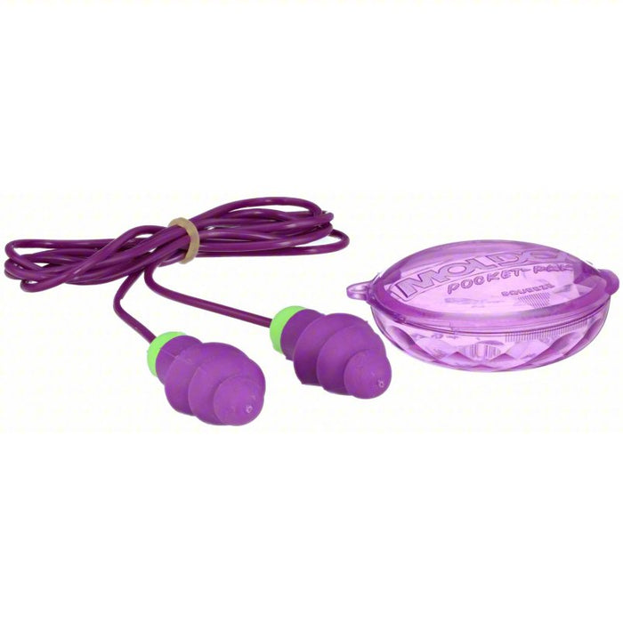 Ear Plugs: Flanged, 27 dB NRR, Gen Purpose, Corded, Reusable, Push-In, M Earplug Size, 50 PK