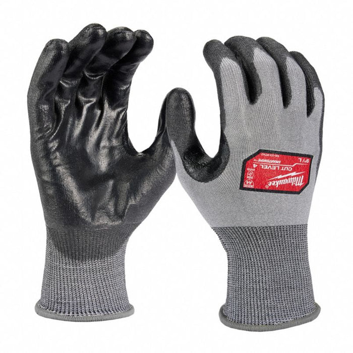 Work Gloves: S ( 7 ), ANSI Cut Level A4, Palm and Fingers, Dipped, Polyurethane, Smooth