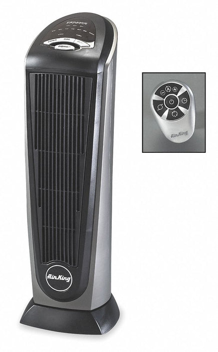 Portable Electric Heater: 900W/1500W, 2 Heat Settings, Gray, 23 in x 7-1/4 in x 8-1/2 in
