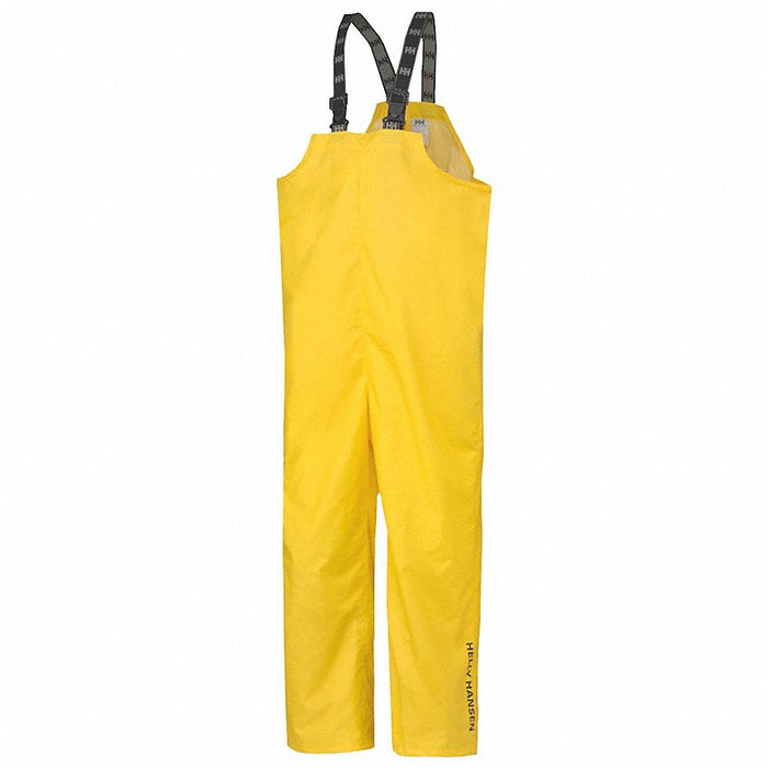 Rain Bib Overall: Polyester, M, Yellow, 31 1/2 in Inseam, 31 in Max Waist Size, Pull On