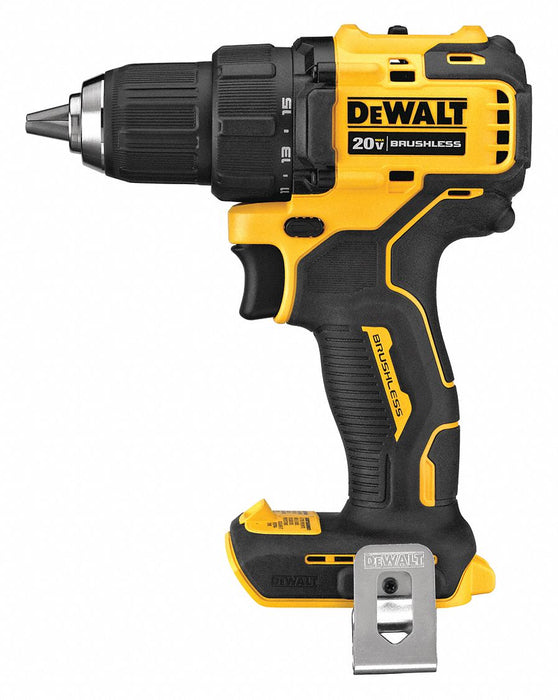 Drill: 20V DC, Compact, 1/2 in Chuck, 1,650 RPM Max., 1,650 in-lb Max Torque, Brushless Motor