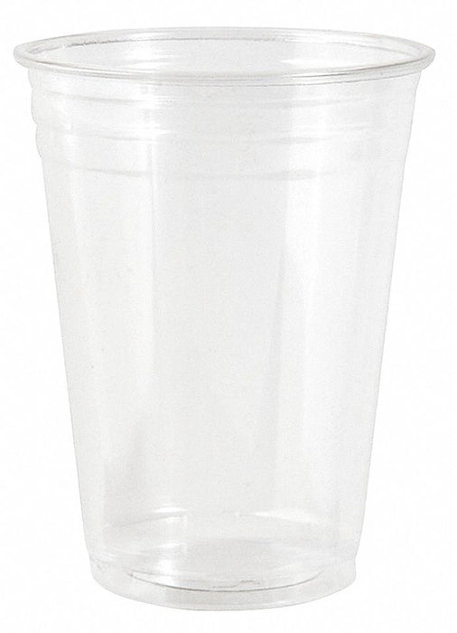 Disposable Cold Cup: 10 oz Capacity, Clear, Plastic, Unwrapped, Patternless, 1,000 PK