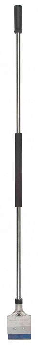 Floor Scraper: 4 in Blade Wd, Carbon Steel, Reversible, 48 in Handle Lg, Black/Silver
