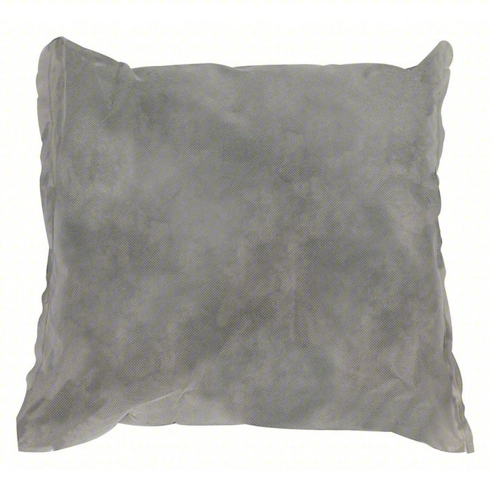 Absorbent Pillow: 17 in x 21 in, 10 gal/pk/2 gal/pillow, Case, Gray, 5 PK