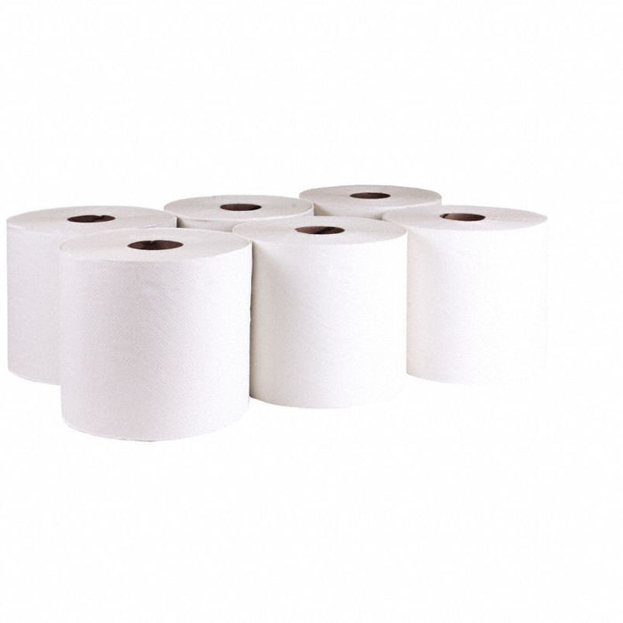 Paper Towel Roll: White, 7 1/2 in Roll Wd, 1,000 ft Roll Lg, 14 in Sheet Lg, 6 PK