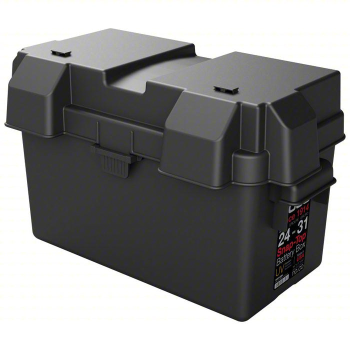 Battery Box: Commercial Vehicles, Group 24/Group 31 Fits Battery Size Group, 14 in Inside Lg