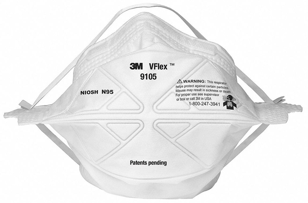 Disposable Respirator: Dual, Non-Adj, Metal Nose Clip, Std, White, Universal Mask Size, 3M, 50 PK