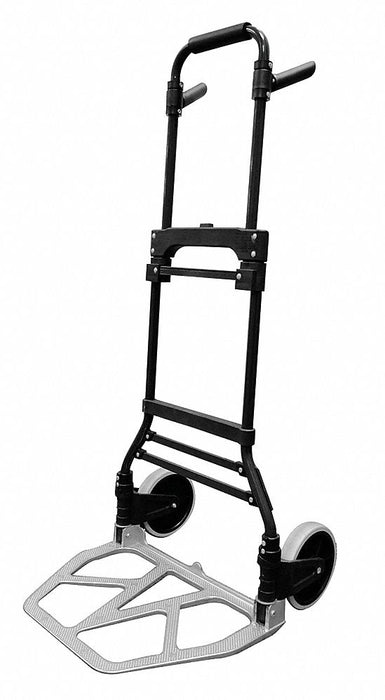 Telescoping Thin-Profile Folding Hand Truck: 19 in x 13 1/2 in, Solid Rubber