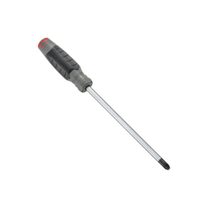 Screwdriver: #4 Tip Size, 13 in Overall Lg, 8 in Shank Lg, Cushion Grip