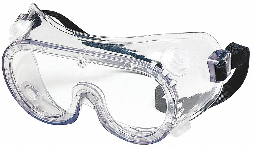 Chemical Splash/Impact Resistant Goggles: Uncoated, ANSI Dust/Splash Rating D3, Indirect