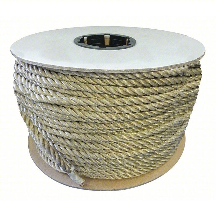 Rope: 1/4 in Rope Dia, Tan, 1,200 ft Rope Lg, 90 lb Working Load Limit, Twisted