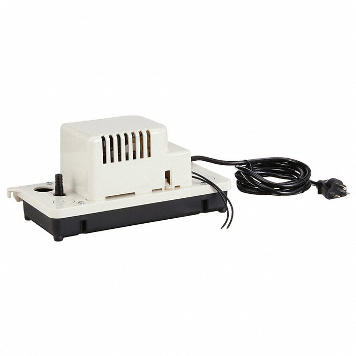 Condensate Removal Pump: Low Profile, 1/2 gal Tank, 1/30 hp, 230V AC, 20 ft Max. Head