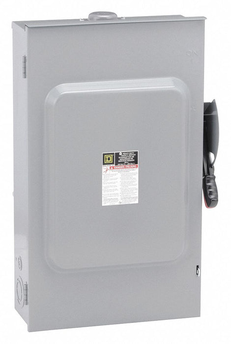 Safety Switch: 200 A Amps AC, 25 HP @ 240V AC, 3R, 2 Poles, 3 Wires, Fusible