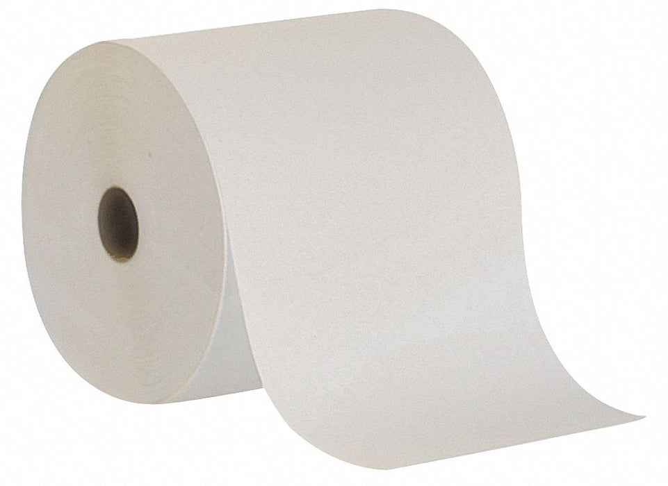 Hardwound Towel Roll: White, 7 7/8 in Roll Wd, 800 ft Roll Lg, Continuous Sheet Lg, 6 PK