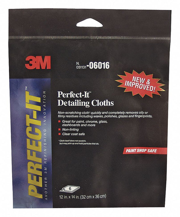 3M Detailing Cloth: Yellow, 14 in Lg (In.), 12 in Wd (In.) PK6