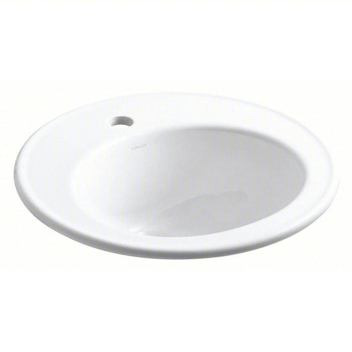 Bathroom Sink: Kohler, Brookline(R), White, Vitreous China, 19 in Overall Lg, 19 in Overall Wd