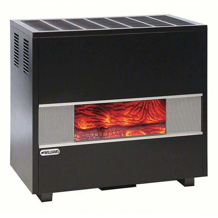 Hearth Heater: Natural Gas, Visual Flame Cabinet, 4 in Vent Dia, NPT