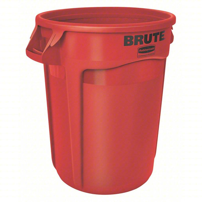 Trash Can: Round, Red, 20 gal Capacity, 19 3/8 in Wd/Dia, 23 in Ht