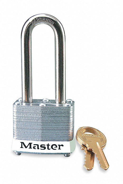 Lockout Padlock: Keyed Different, Steel, Std Body Body Size, Steel, Extended, White