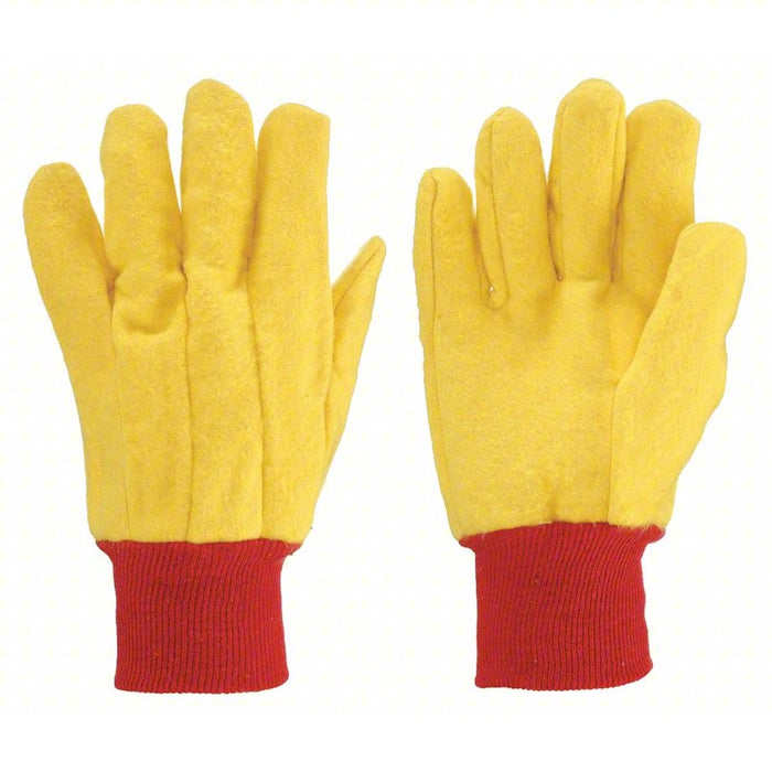 Knit Gloves: L ( 9 ), Uncoated, Uncoated, Cotton, Fleece Task & Chore Glove, Knit Cuff, 12PK