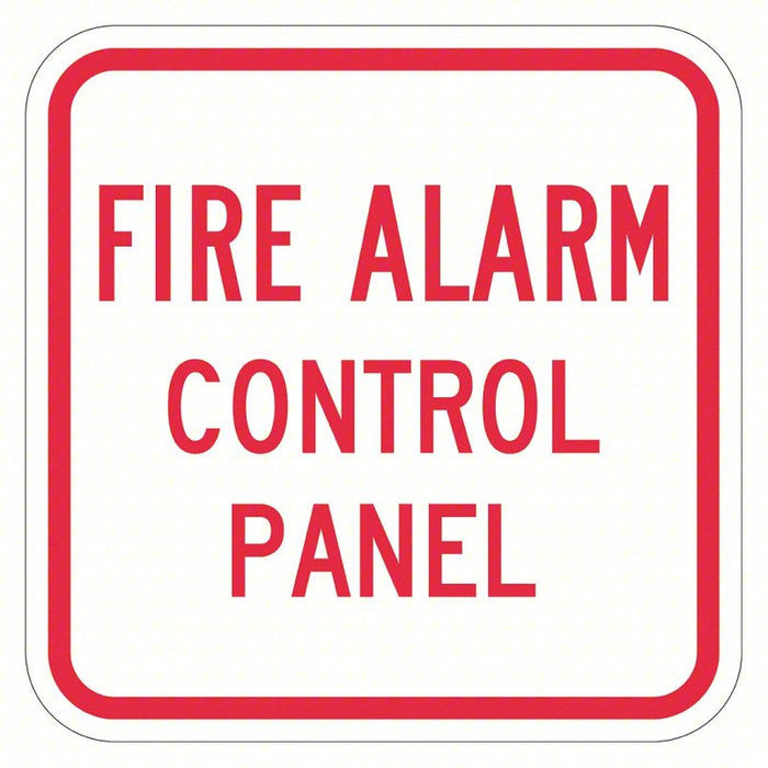 Reflective Fire Alarm Sign: Aluminum, Mounting Holes Sign Mounting, 12 in x 12 in Nominal Sign Size