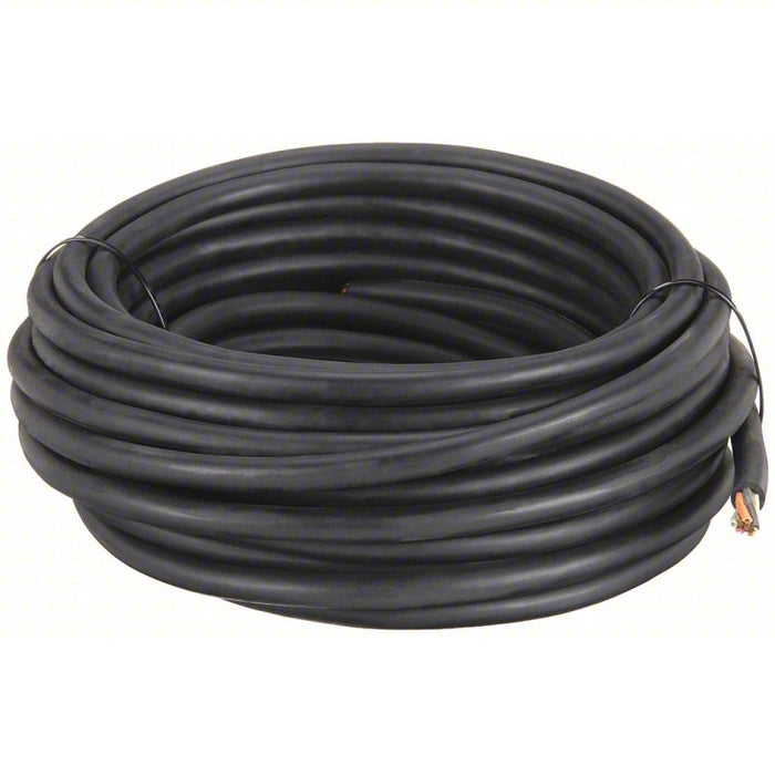 Portable Cord: 5 Conductors, 16 AWG Wire Size, Rubber, Black, 100 ft Lg, 600 V Volt, SOOW
