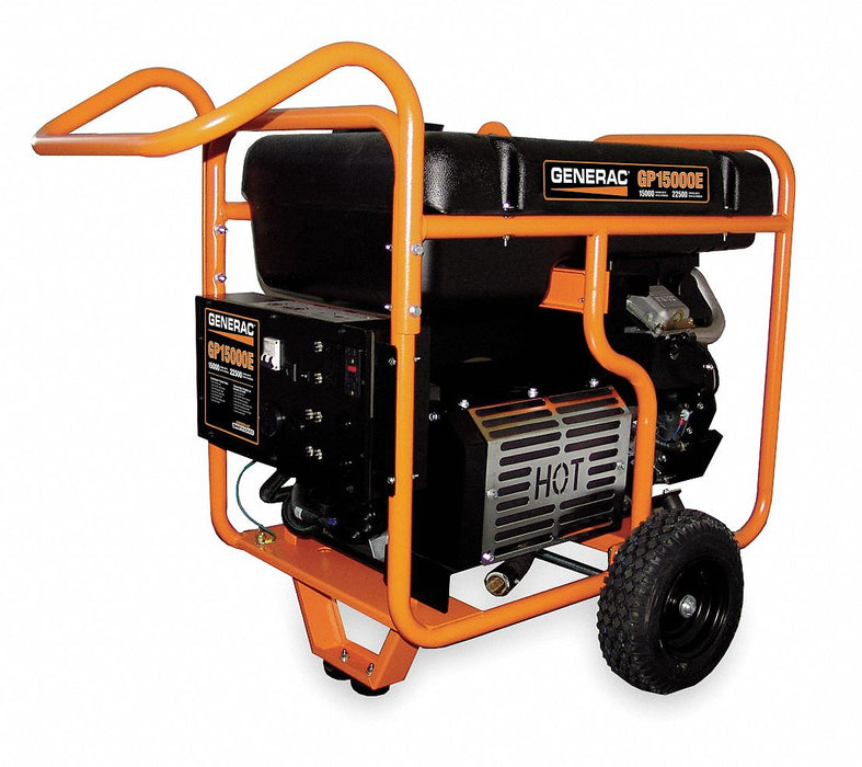 Portable Generator: Gasoline, 15,000 W, 22,500 W, 125/62.5, Electric, 10.0 hr