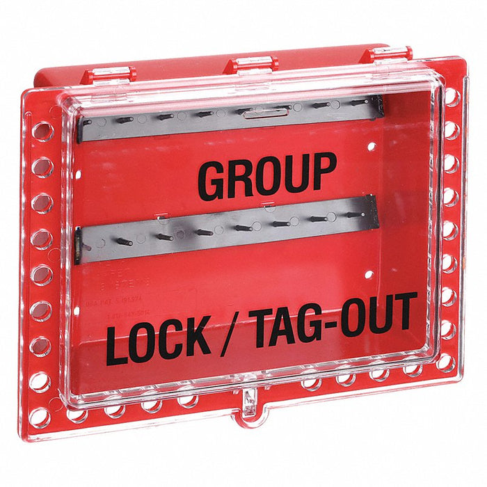 Red Plastic Group Lockout Box, Max. Number of Padlocks: 27, 11" x 12-1/2"