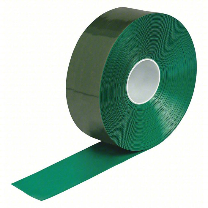Floor Marking Tape: Extra-Durable, Solid, Green, 3 in x 100 ft, 50 mil Tape Thick