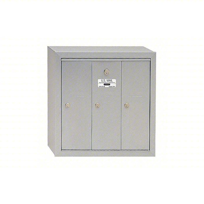 Vertical Mailbox: 3 Doors, Aluminum, Front, Surface, Powder Coated