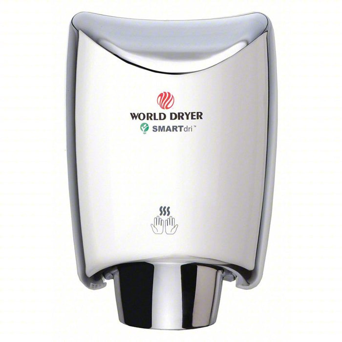 Hand Dryer: Auto, 10 sec Dry Time, Stainless Steel, Silver, 69 dBA, 110 to 120V AC